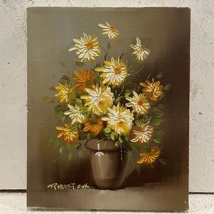 Textural floral painting on canvas